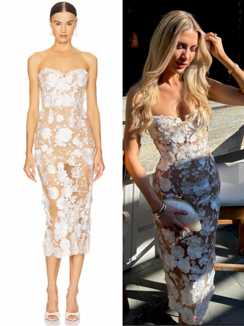 Bronx and Banco Jasmine Midi Dress in White & Floral Size US 4 NEW! With tags!